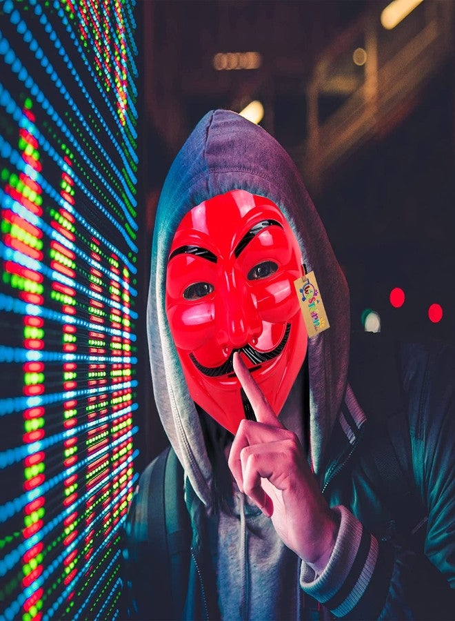 Western Era Stylish and Iconic V for Vendetta Red Cosplay Mask: Perfect for Fans of the Movie and Graphic Novel with its Distinctive Design and Comfortable Fit (Combo Of 3) - Image 4